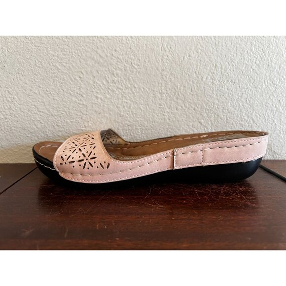 Soft Comfort Slide Sandals Womens 7.5 Pink Leather Memory Foam - Picture 10 of 13